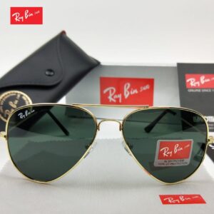 RAY-BAN Gold & Green 3025 Oval Aviator Metal Trendy Hot Favourite Wintage Sunglass For Unisex.