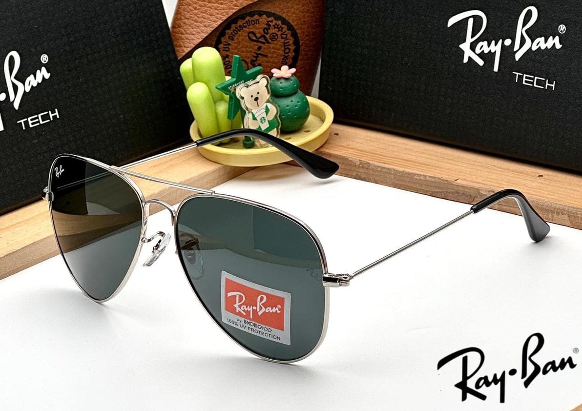 RAY-BAN Black & Silver 3025 Oval Aviator Metal Trendy Hot Favourite Wintage Sunglass For Unisex.