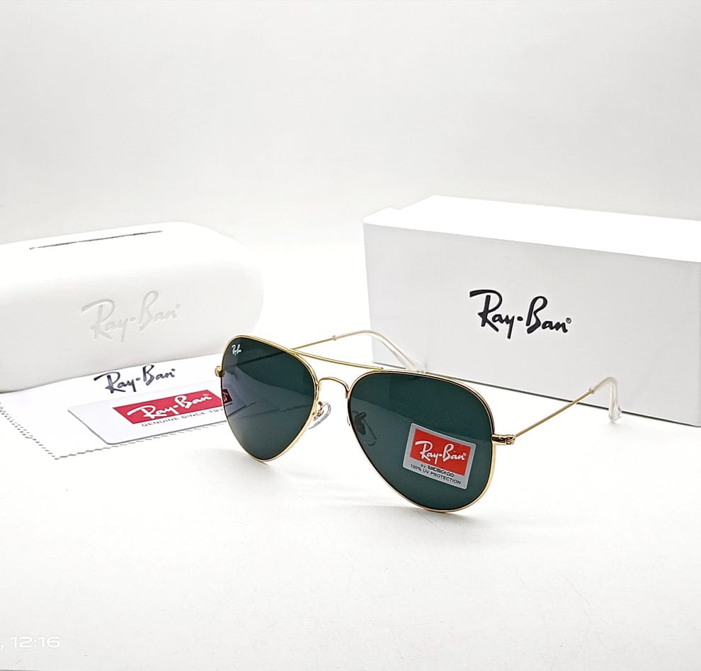 RAY-BAN Black & Gold 3025 Oval Aviator Metal Trendy Hot Favourite Wintage Sunglass For Unisex.