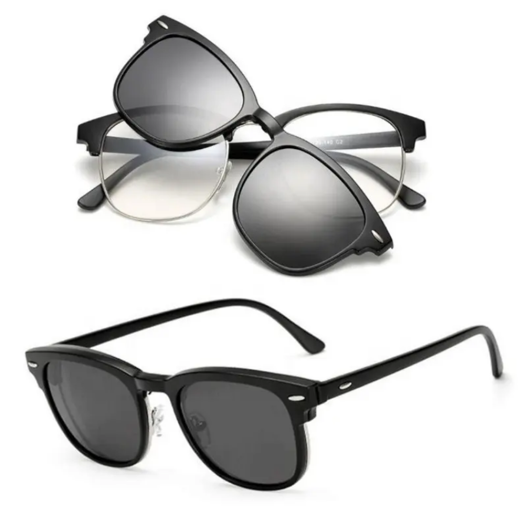 6 In 1 Spectacle Frame Men Women With 5 PCS Clip On Polarized Sunglasses Magnetic Glasses Male Computer Optical - Image 3