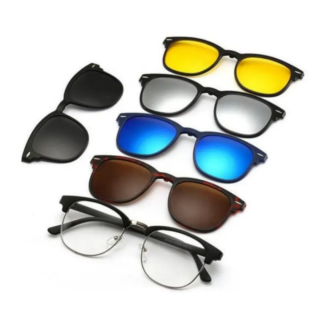 6 In 1 Spectacle Frame Men Women With 5 PCS Clip On Polarized Sunglasses Magnetic Glasses Male Computer Optical - Image 2