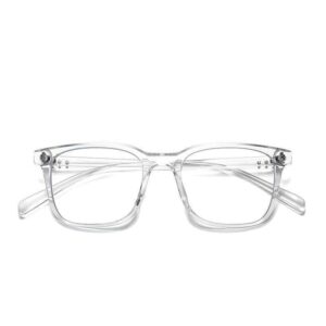 Denson Branded Anti Blue Bight Blocking Glasses for Men and Women White Transparent