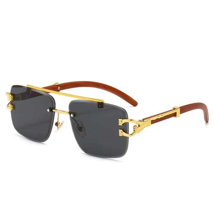 Vintage Rimless Sunglasses Men Women Steampunk Eyeglasses Punk Fashion Luxury Brand Sun Glasses Gradient Shades UV400 Protection