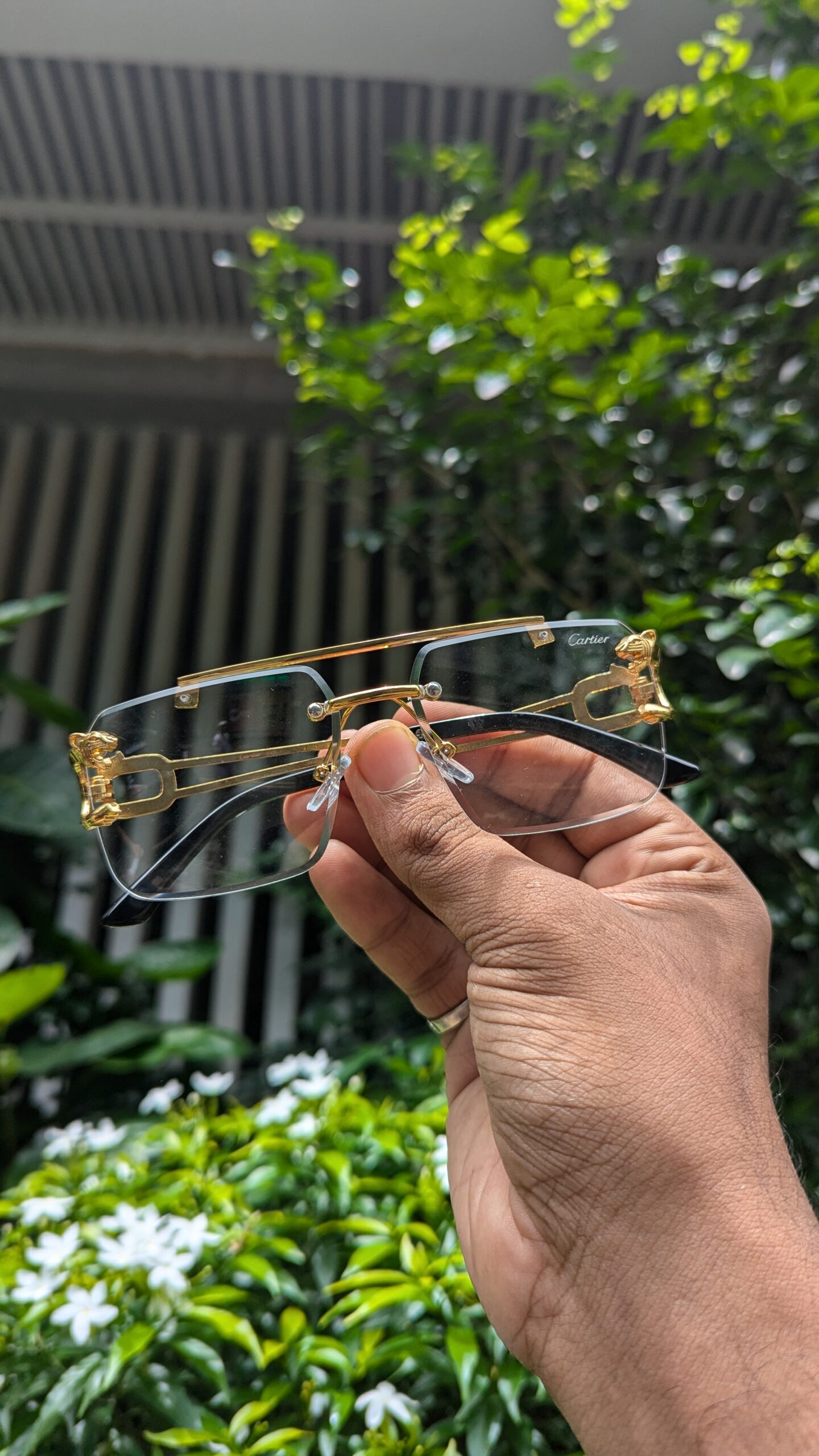 Rectangle Sunglasses for Men Women Rimless Square Shade Eyewear Frameless Vintage Square Glasses - Image 2