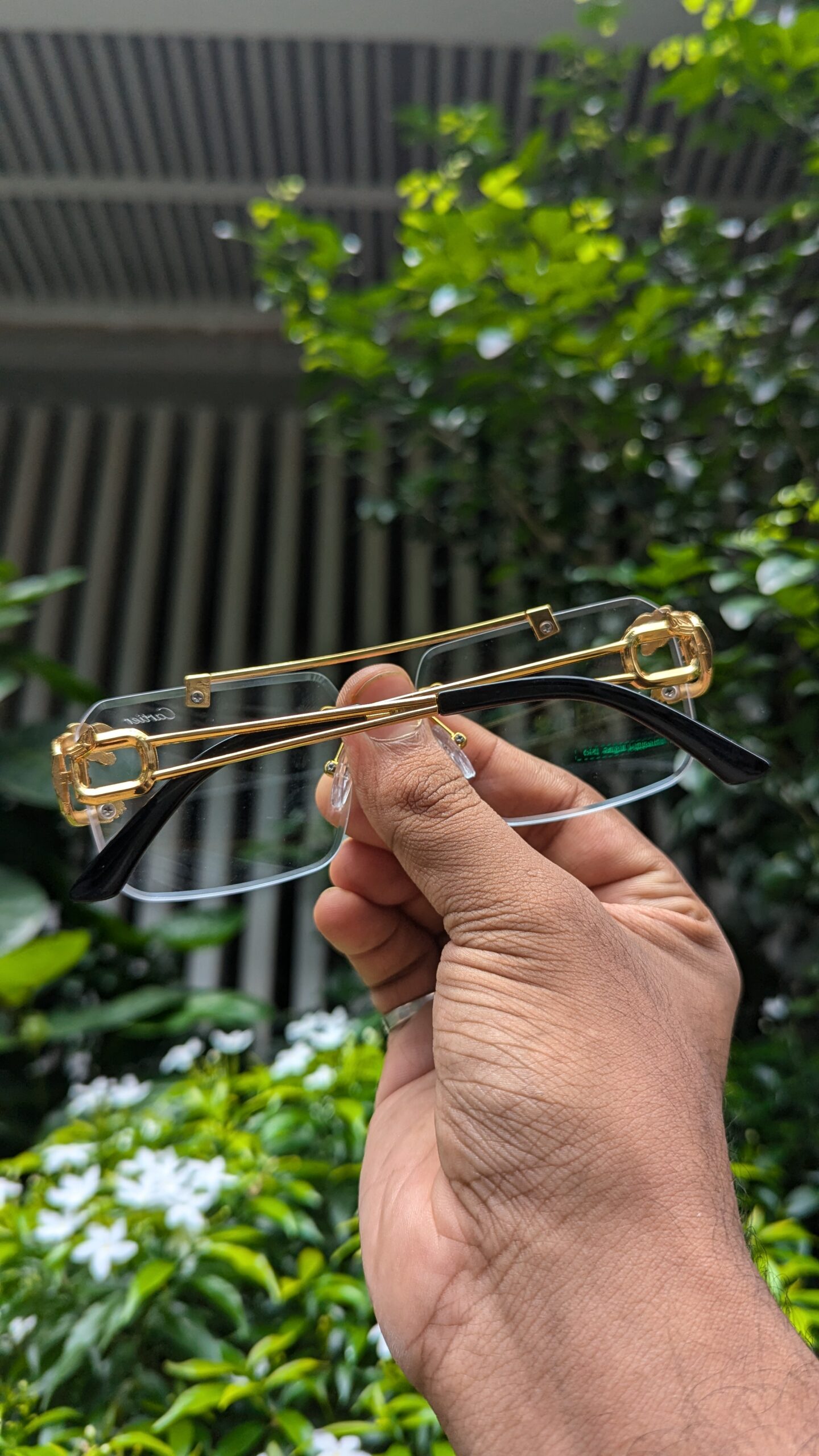 Rectangle Sunglasses for Men Women Rimless Square Shade Eyewear Frameless Vintage Square Glasses - Image 3