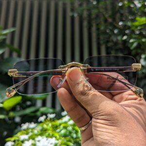 Bohemian style unisex rectangular metal frame large double New Ultral Clear Rimless photochromic Sunglasses
