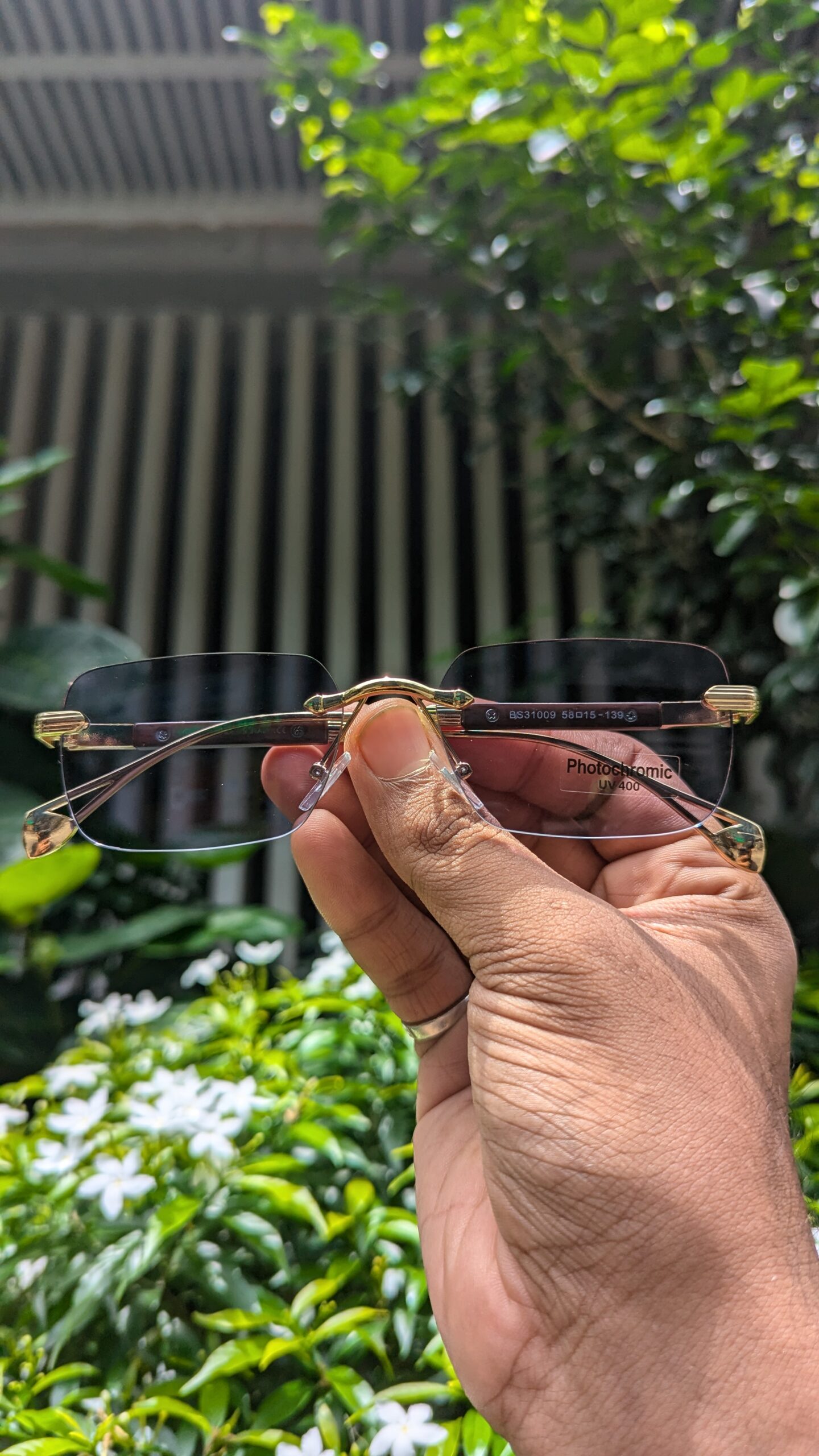 Bohemian style unisex rectangular metal frame large double New Ultral Clear Rimless photochromic Sunglasses - Image 2
