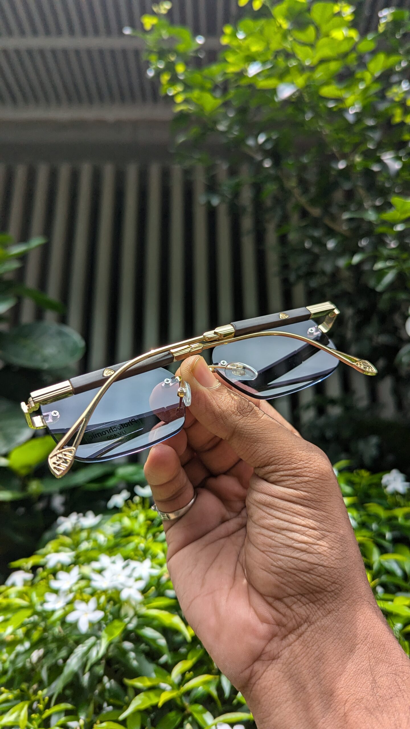 Bohemian style unisex rectangular metal frame large double New Ultral Clear Rimless photochromic Sunglasses - Image 3