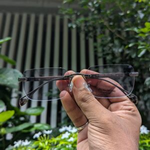 Bohemian style unisex rectangular metal frame large double New Ultral Clear Rimless photochromic Sunglasses