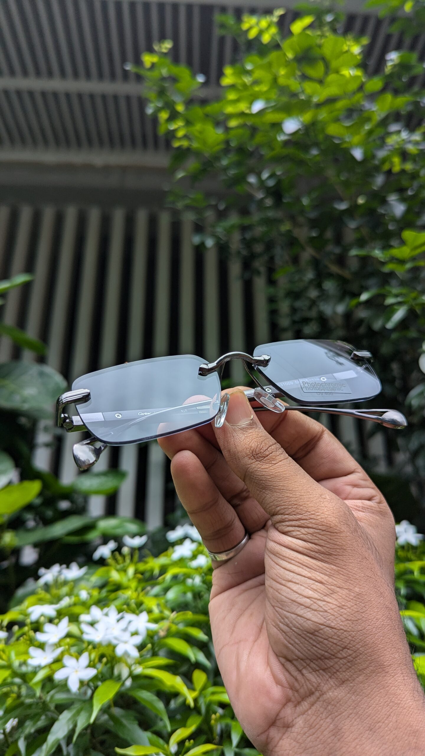 Bohemian style unisex rectangular metal frame large double New Ultral Clear Rimless photochromic Sunglasses - Image 2