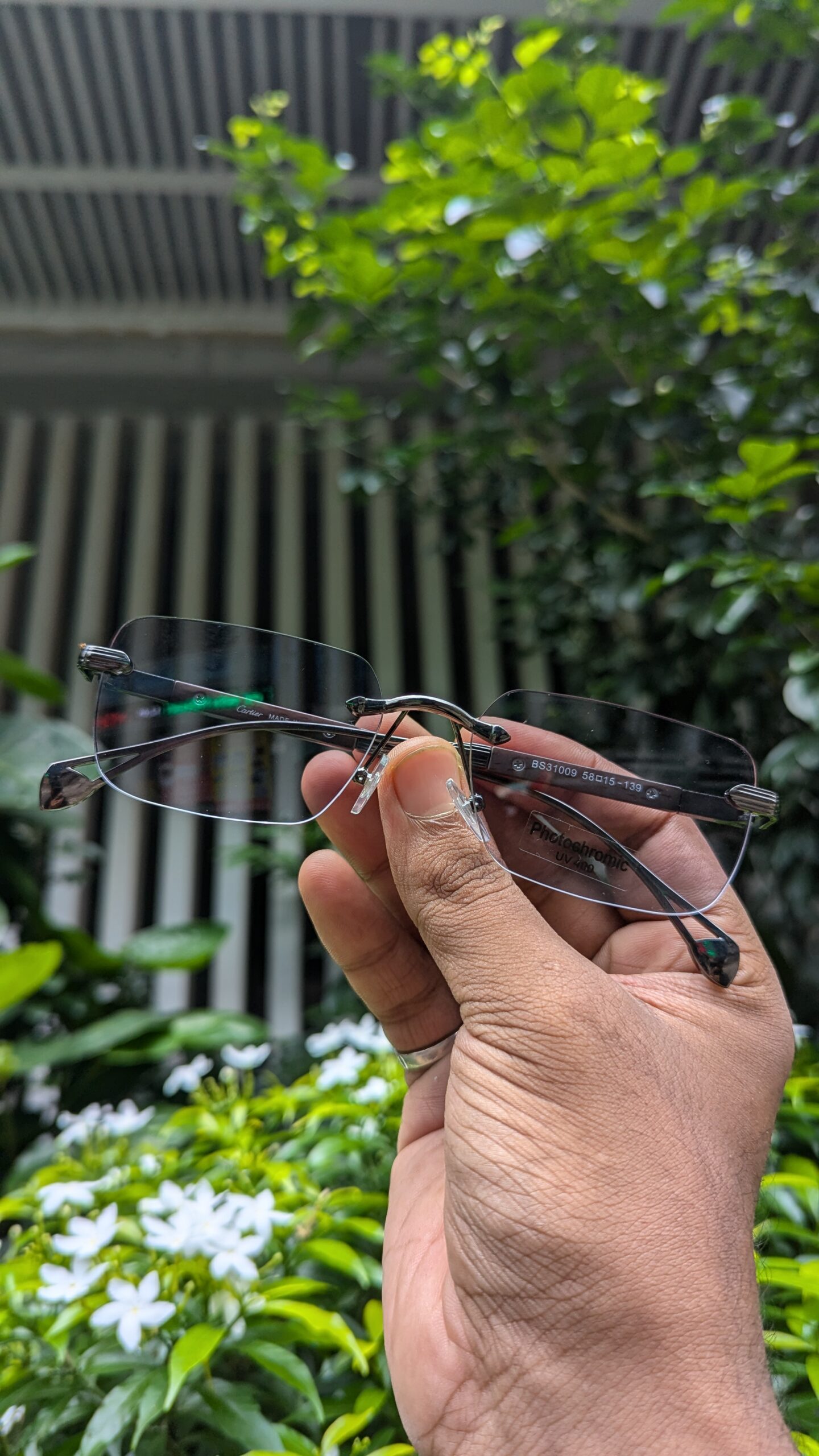 Bohemian style unisex rectangular metal frame large double New Ultral Clear Rimless photochromic Sunglasses - Image 3