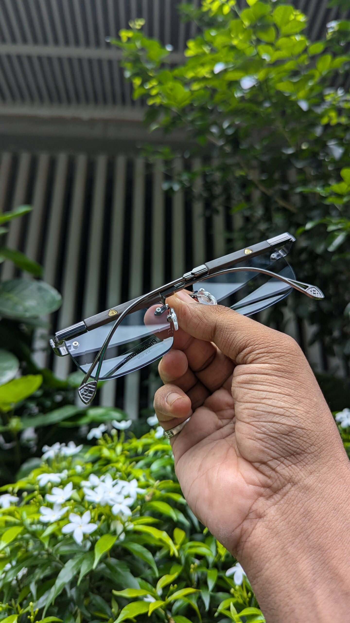 Bohemian style unisex rectangular metal frame large double New Ultral Clear Rimless photochromic Sunglasses - Image 4