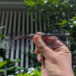Bohemian style Black&silver unisex rectangular metal frame large double New Ultral Clear Rimless photochromic Sunglasses