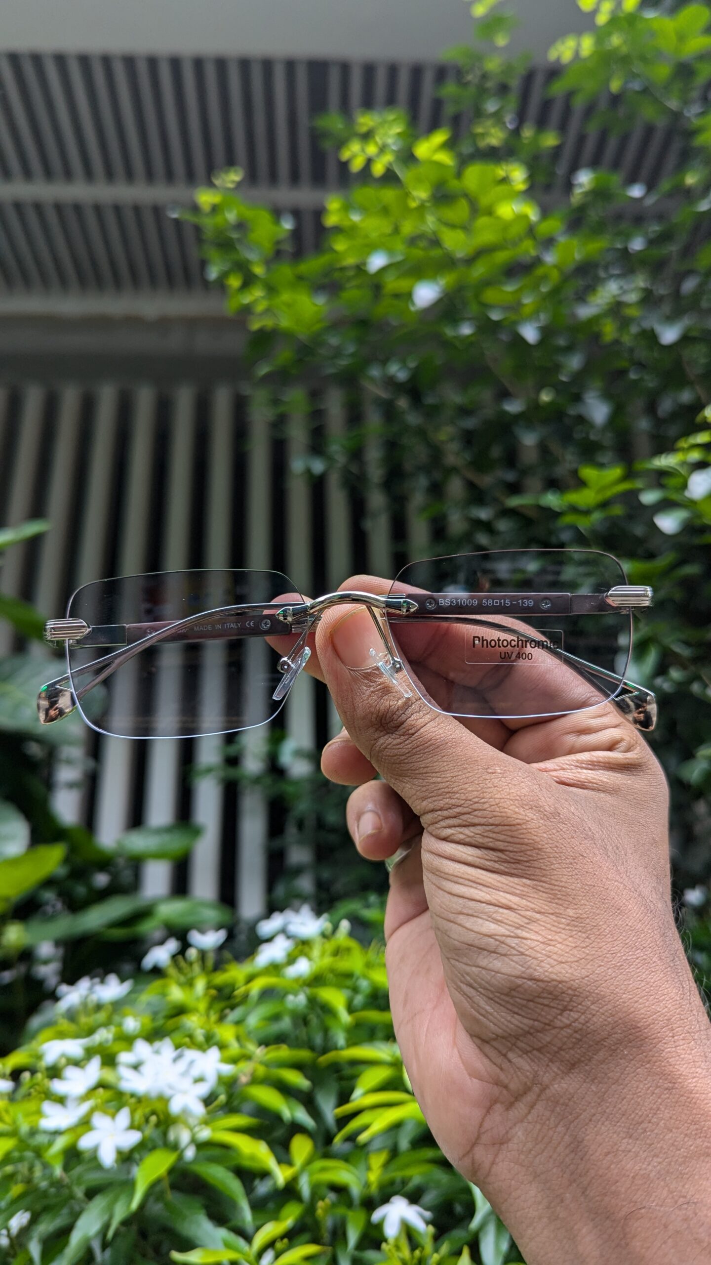 Bohemian style Black&silver unisex rectangular metal frame large double New Ultral Clear Rimless photochromic Sunglasses