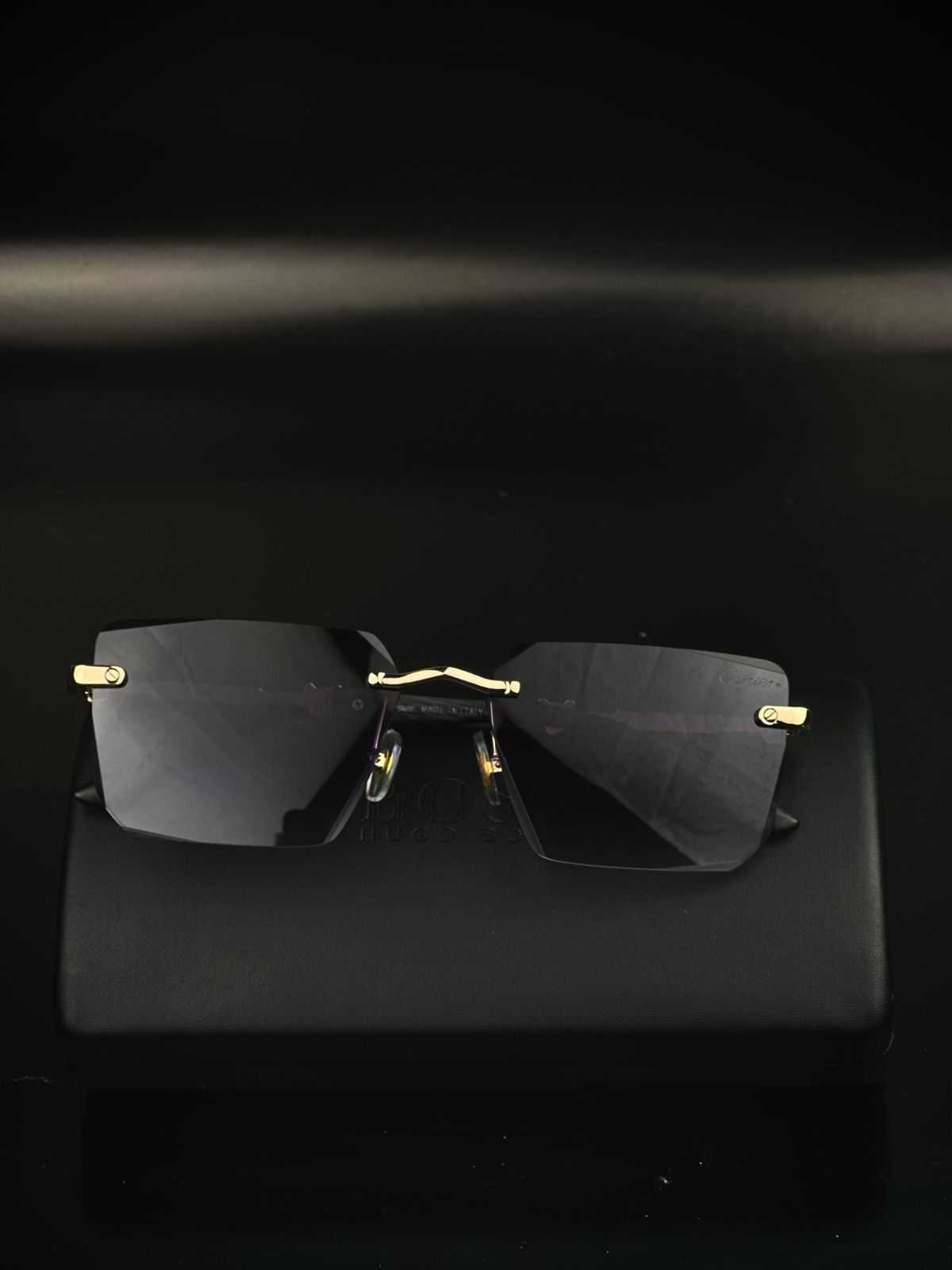 Designer Luxury Vintage Retro Sun Glasses Shades Men Rimless Diamond Cut Square Leopard Temple Driving Fashion Sunglasses - Image 3