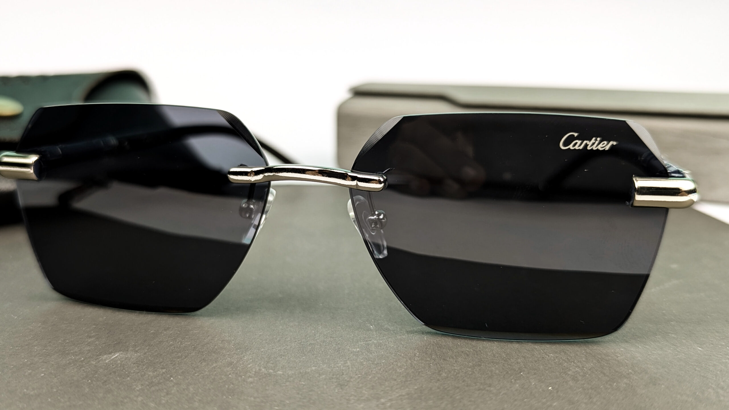 Brand Cheetah Head Sunglasses Wood Grain Women Men Rimless Cut Edge Sunscreen Sports Sunglasses Vintage UV400 Oculos De Sol - Image 3
