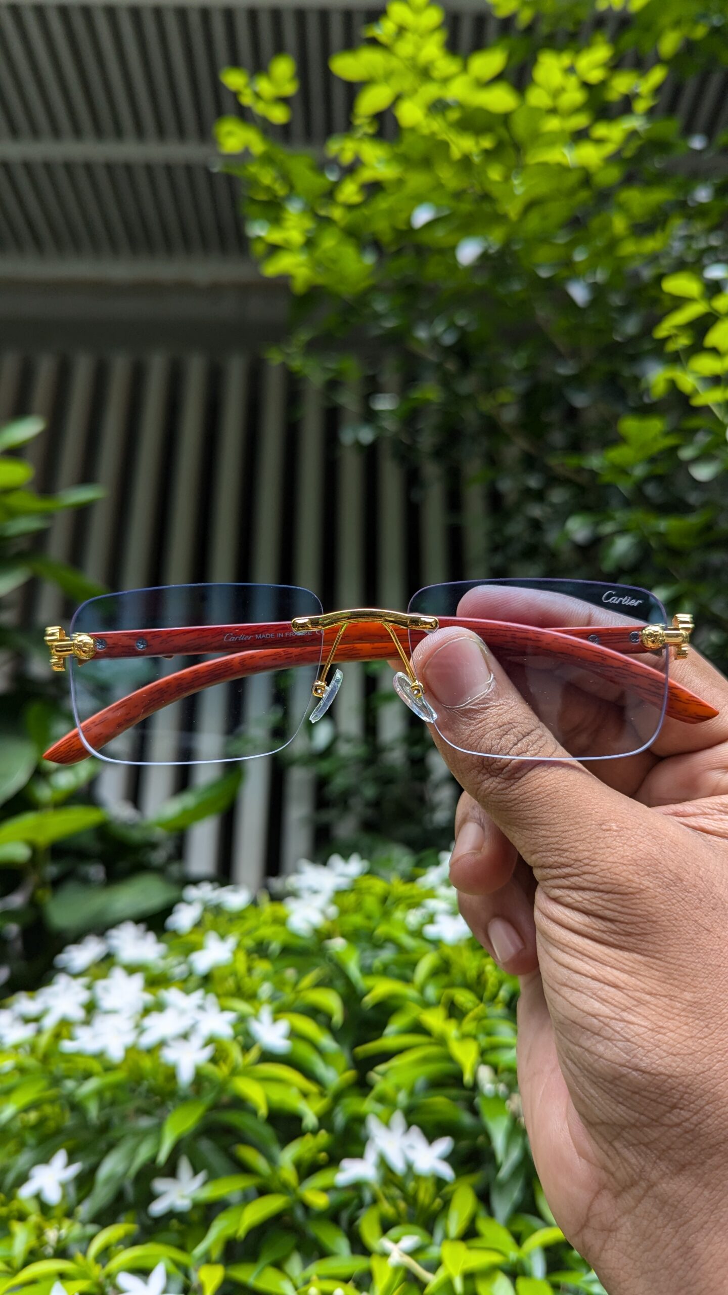 Brand Cheetah Head Sunglasses Wood Grain Women Men Rimless Cut Edge Sunscreen Sports Sunglasses Vintage UV400 Oculos De Sol - Image 3