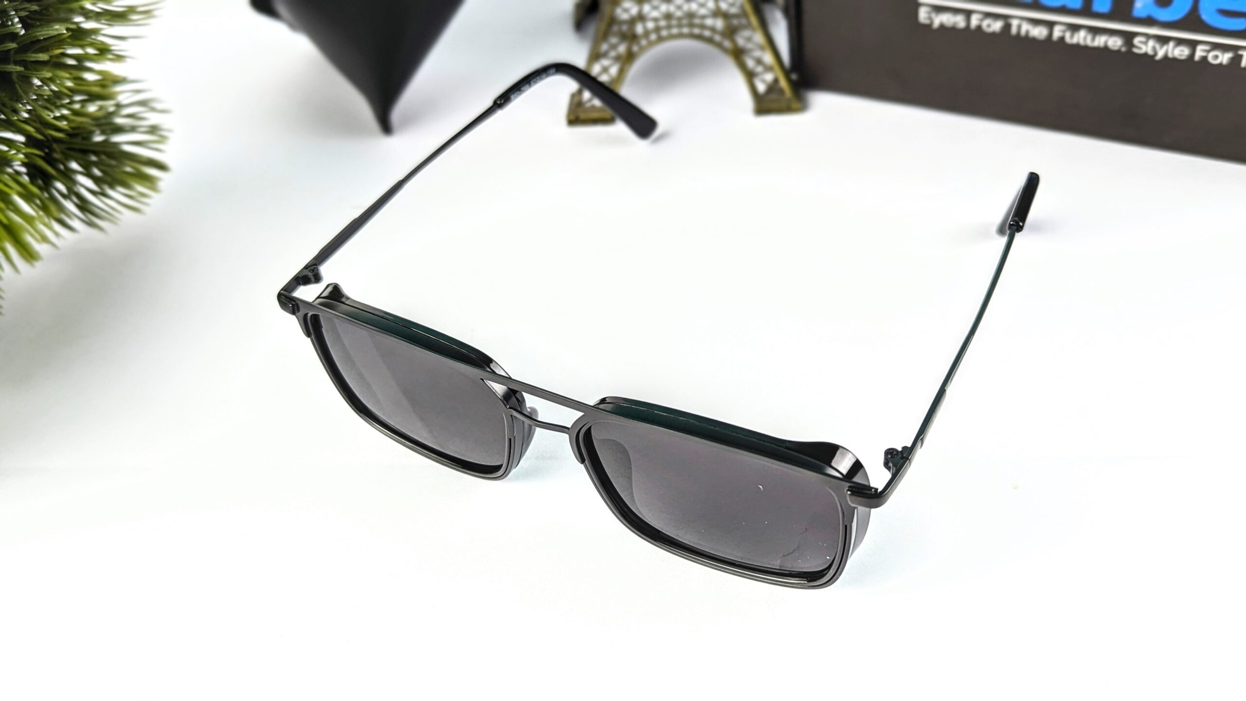 New Rectangular Sunglasses Metal Flat Top Double Bridge Sun Glasses Men Outdoor Fishing Glasses UV400 - Image 4