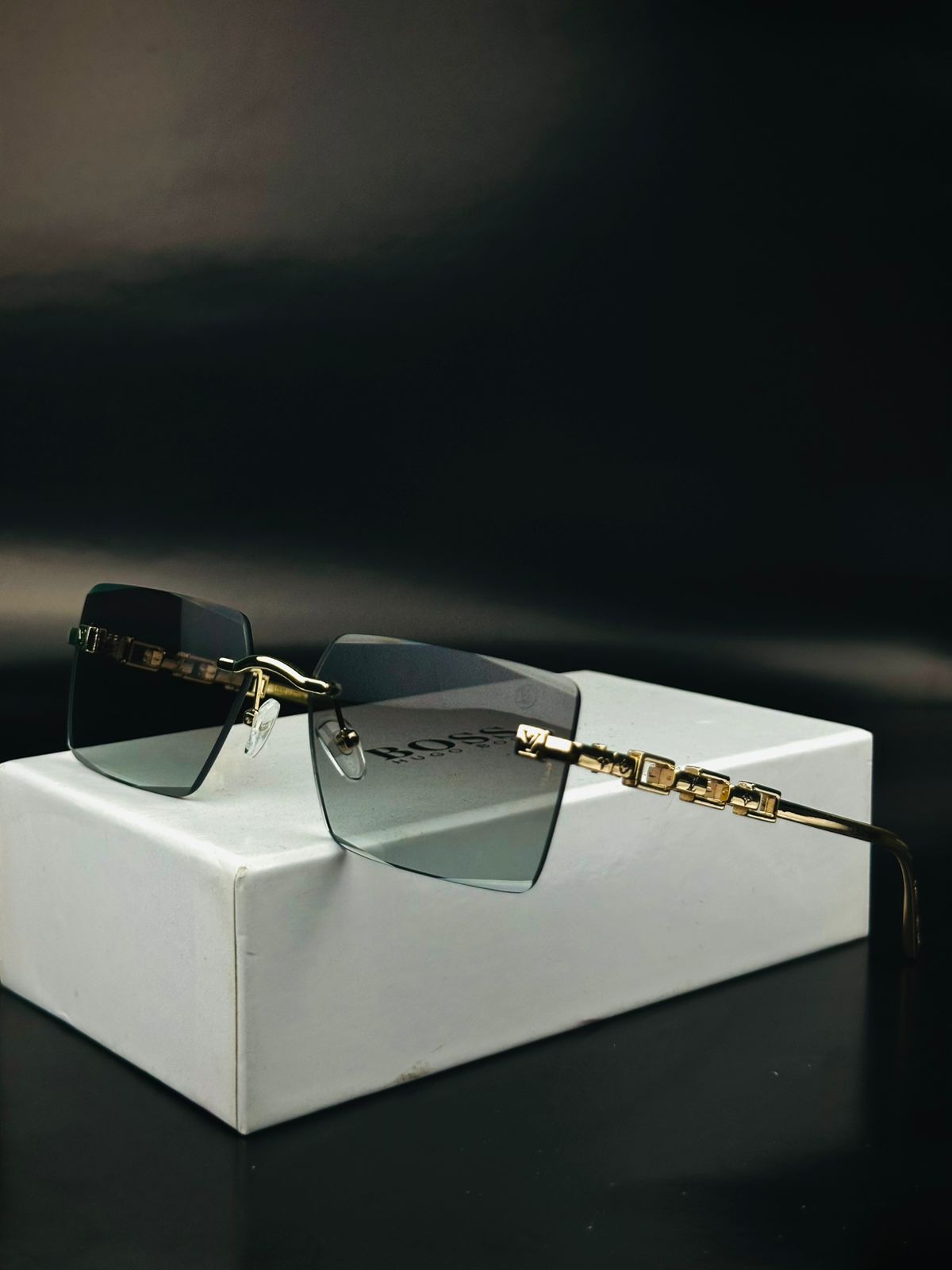 Designer Luxury Louls vultton Sun Glasses Shades Men Rimless Diamond Cut Square Leopard Temple Driving Fashion Sunglasses - Image 3