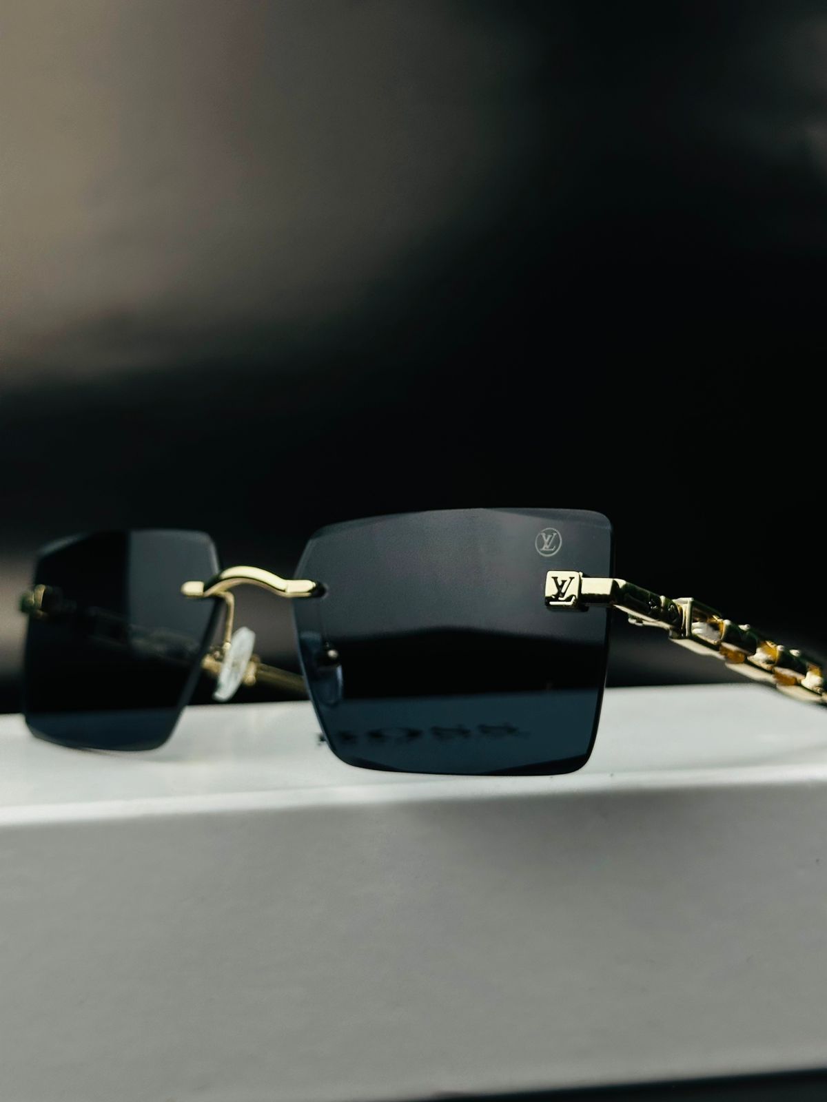 Designer Luxury Louls vultton Sun Glasses Shades Men Rimless Diamond Cut Square Leopard Temple Driving Fashion Sunglasses - Image 2