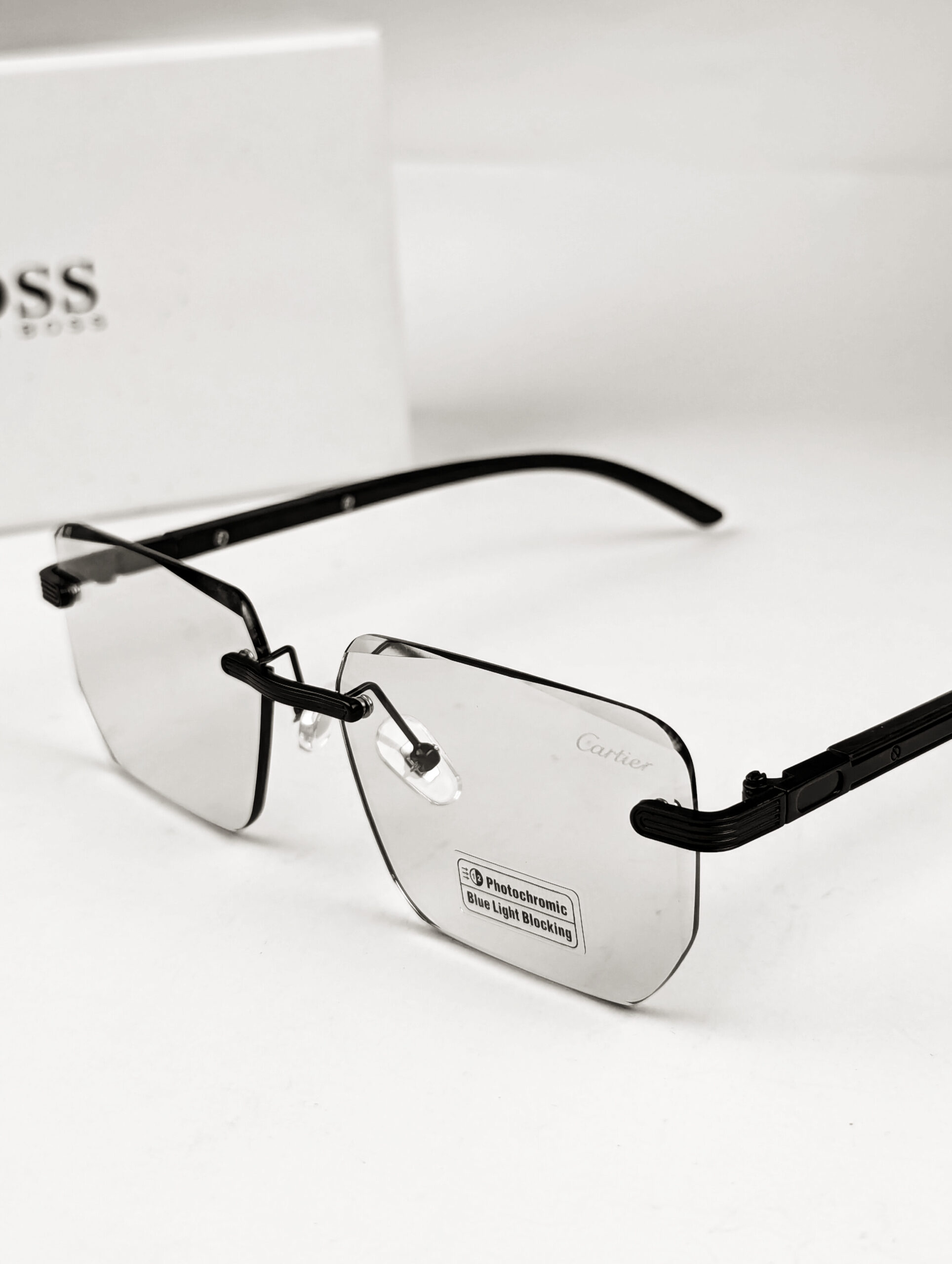 Cartier Rimless Anti Blue Light Blocking Reading Presbyopia photochromic Eyeglassesą„¤ OW3194 - Image 2