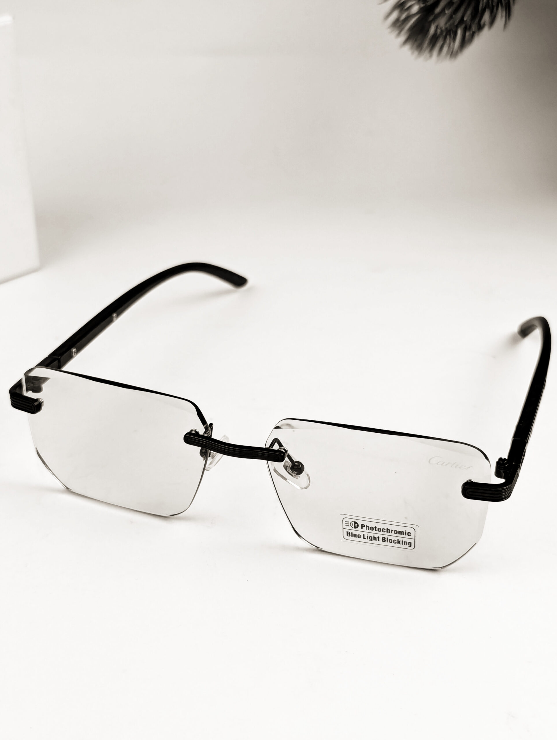 Cartier Rimless Anti Blue Light Blocking Reading Presbyopia photochromic Eyeglassesą„¤ OW3194