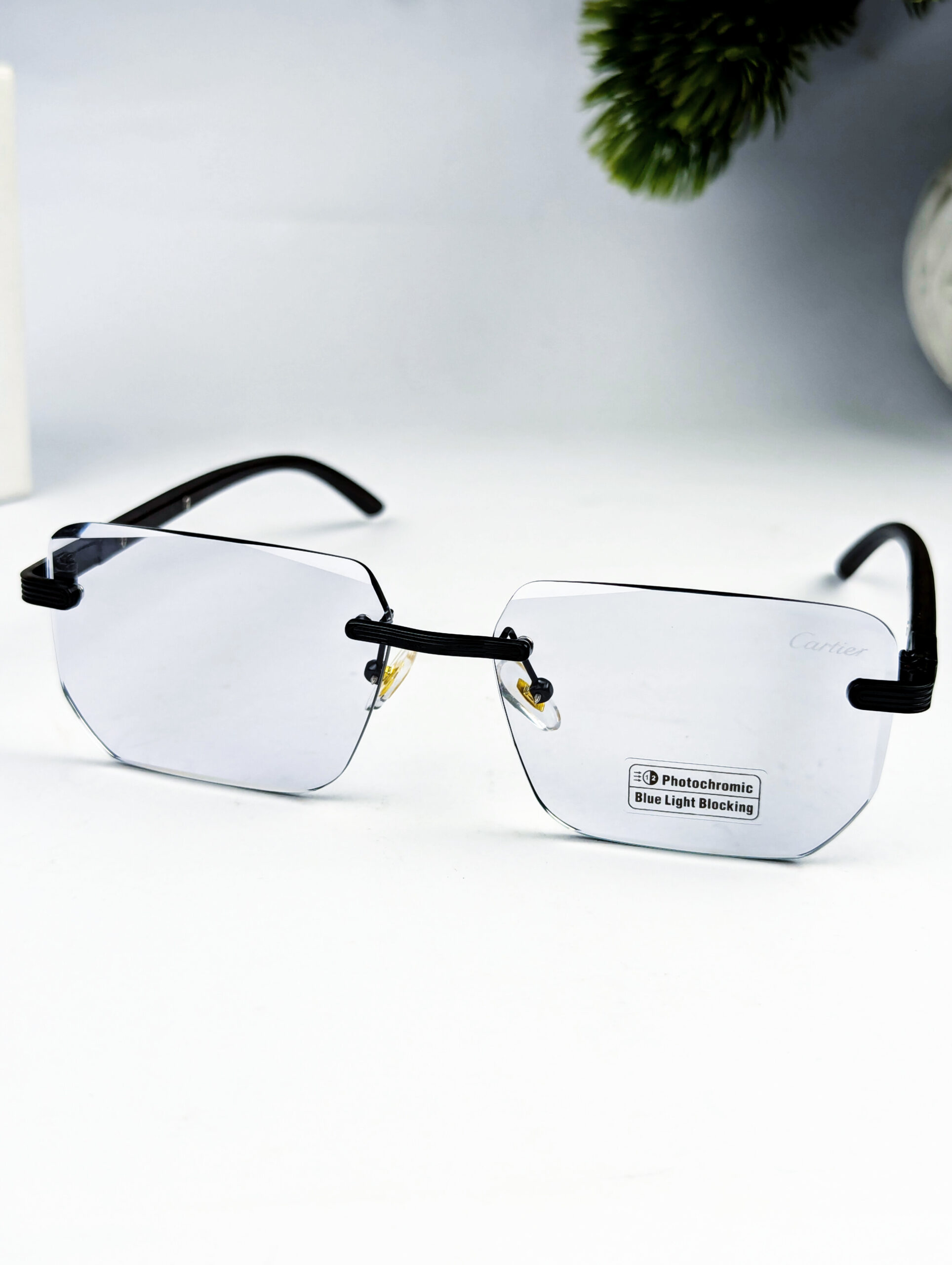 Cartier Rimless Anti Blue Light Blocking Reading Presbyopia photochromic Eyeglassesą„¤ OW3194 - Image 4