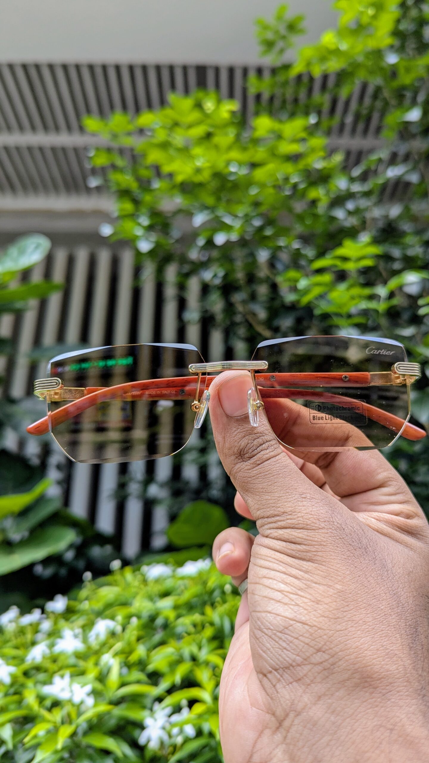 Cartier Rimless Anti Blue Light Blocking Reading Presbyopia photochromic Eyeglassesą„¤ OW3194