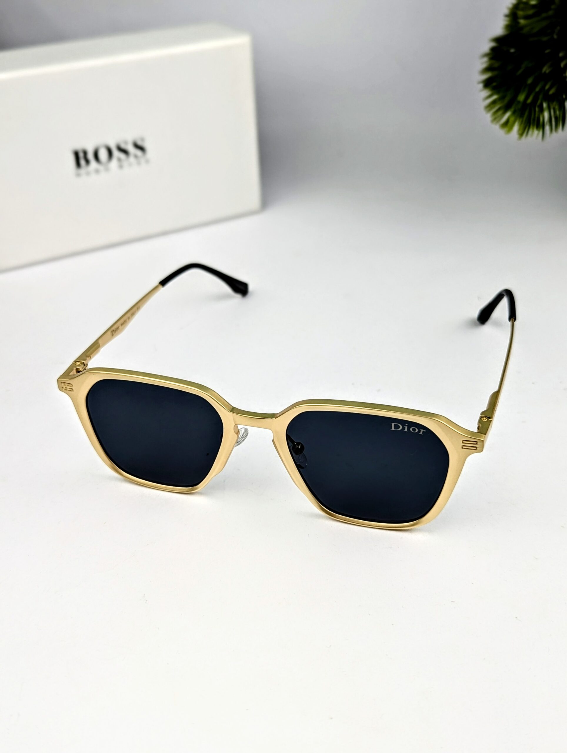 New Trending Dior Sunglasses -(Golden color frame Lens color Black) - Image 2