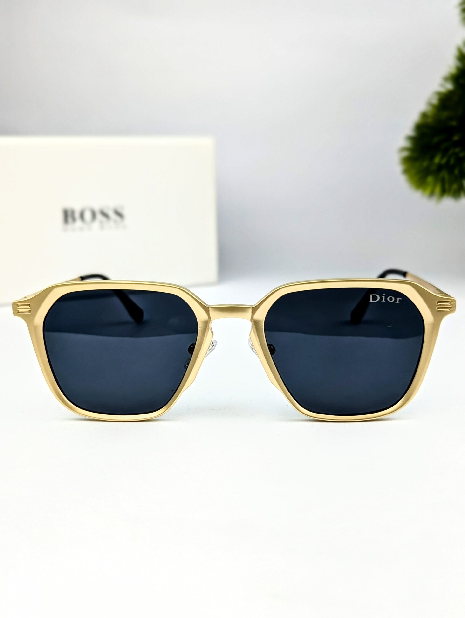 New Trending Dior Sunglasses -(Golden color frame Lens color Black)