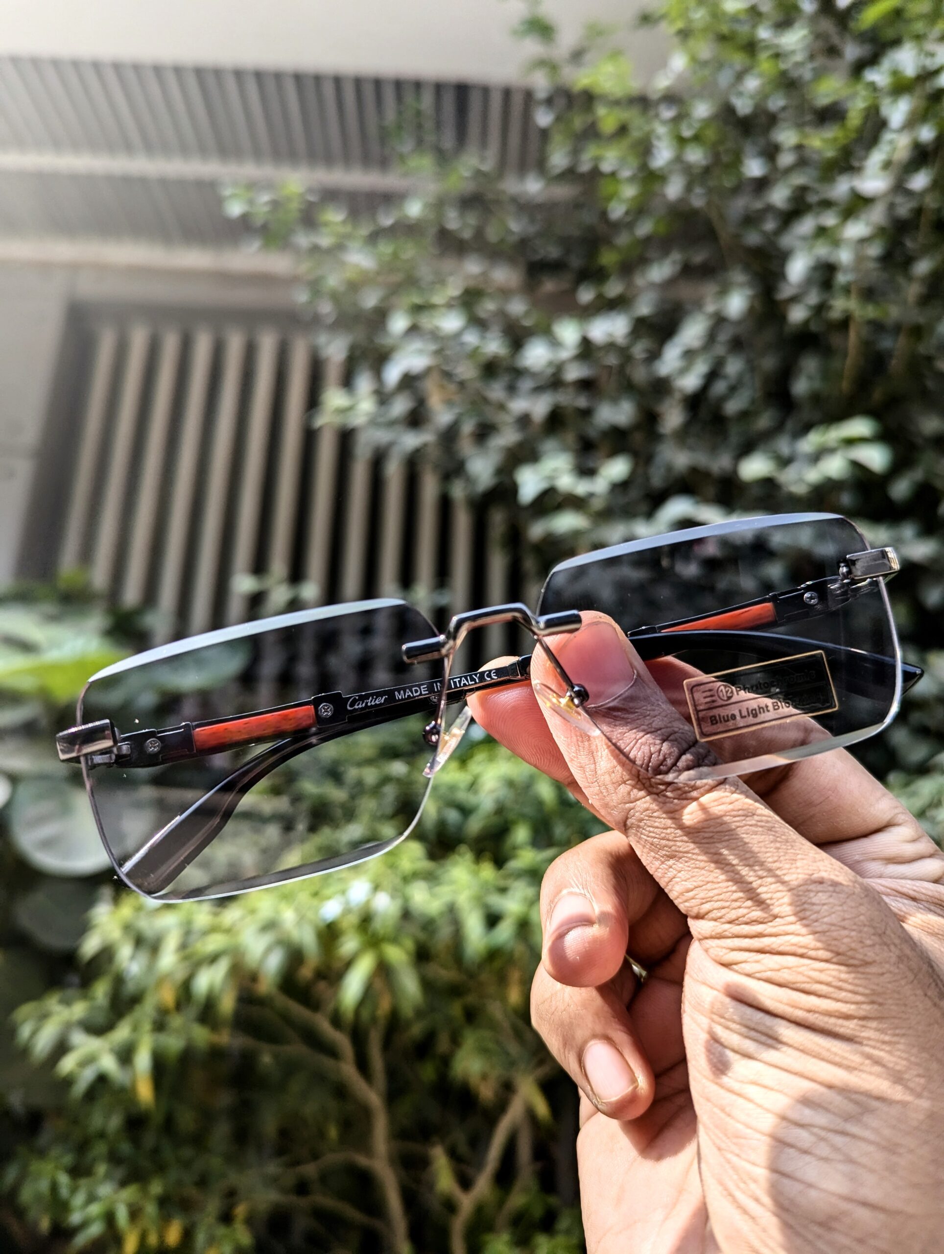 Cartier Rimless Anti Blue Light Blocking Reading Presbyopia photochromic Eyeglassesą„¤