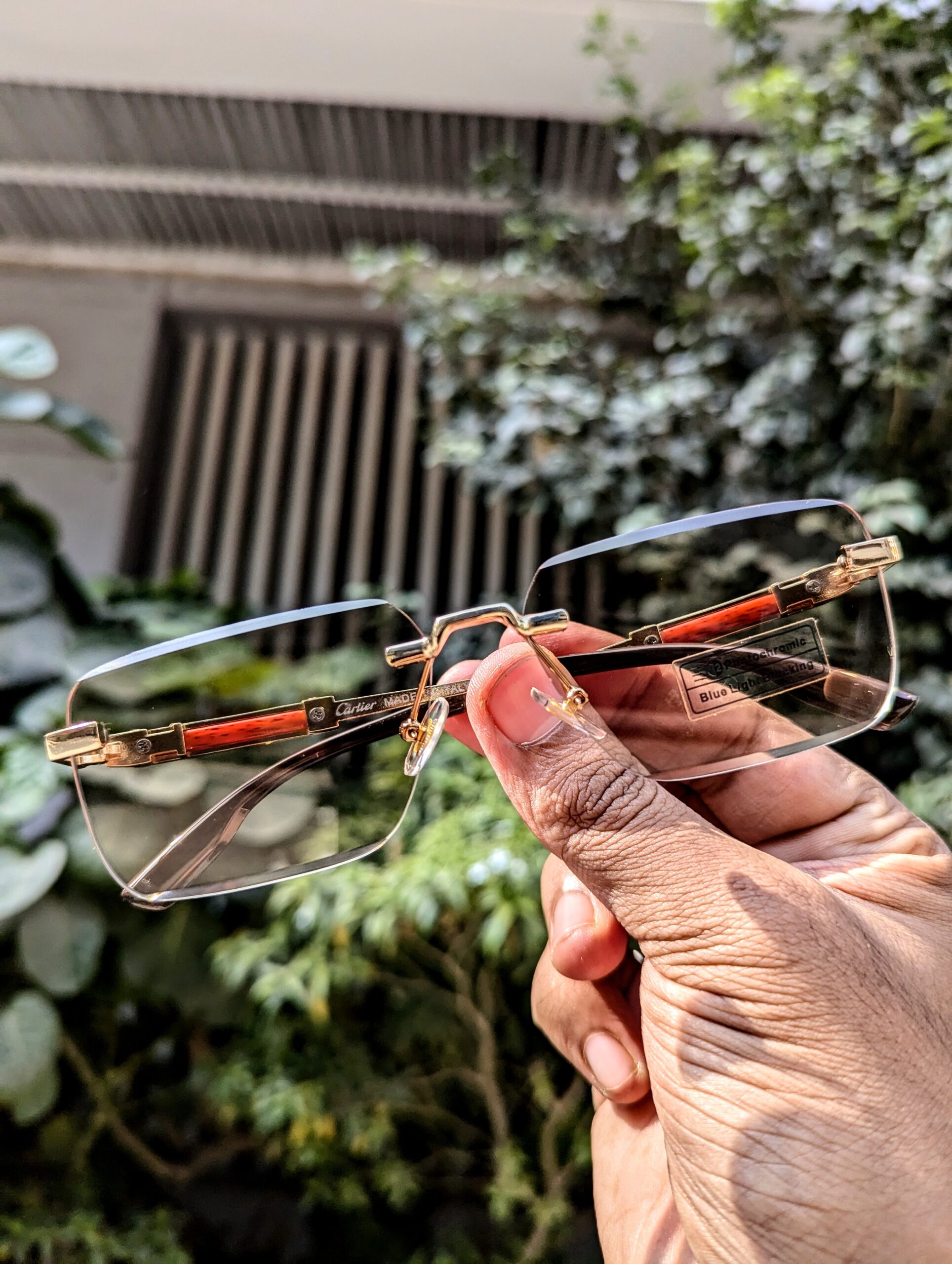 Cartier Rimless Anti Blue Light Blocking Reading Presbyopia photochromic Eyeglassesą„¤