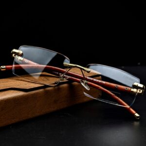 C a r t i er~Rimless Anti Blue Light Blocking Reading Presbyopia photochromic Eyeglasses।🤓