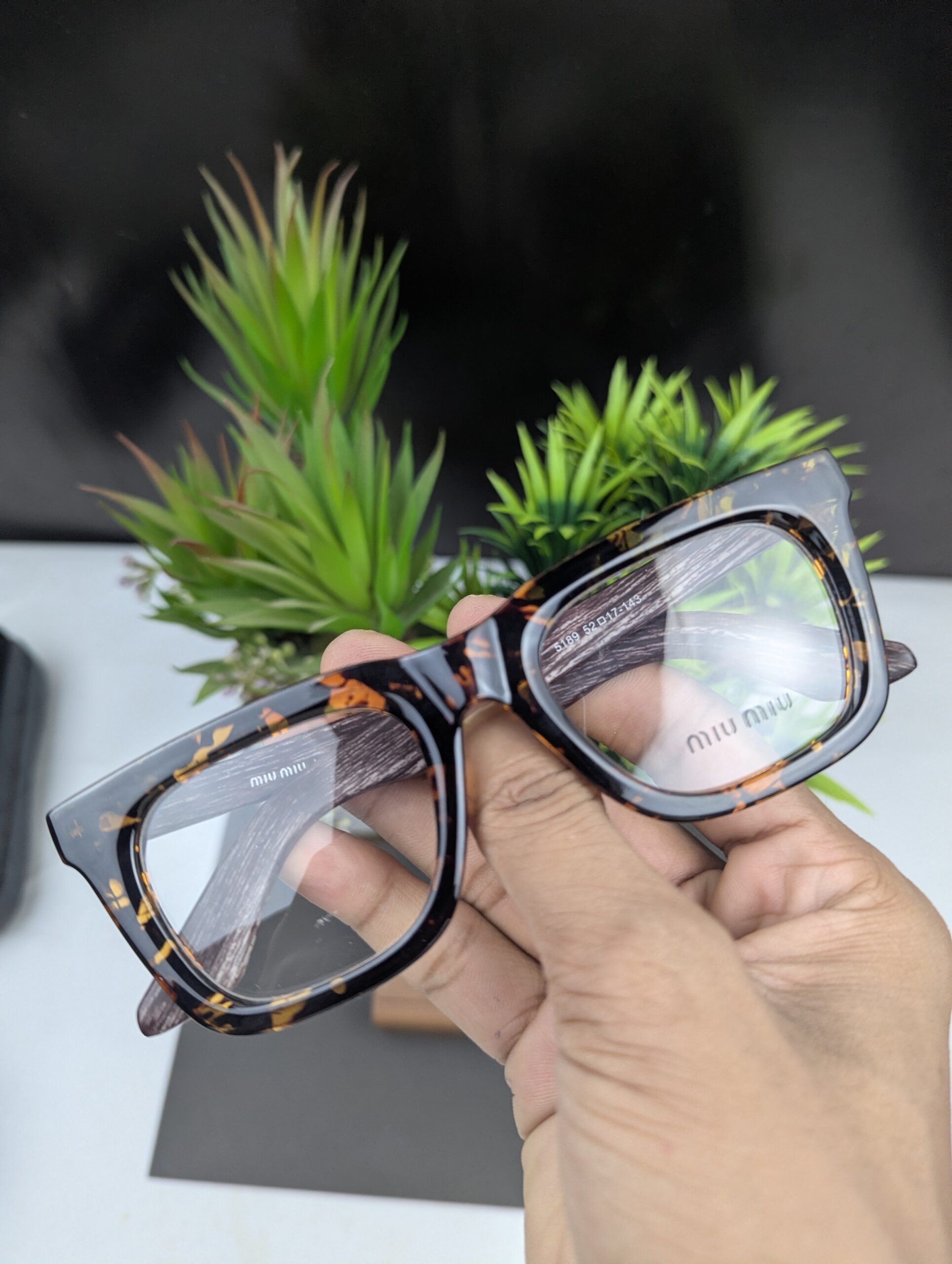 Stylish Tortoise Shell Rectangular Eyeglasses Frames - Miu Miu Inspired