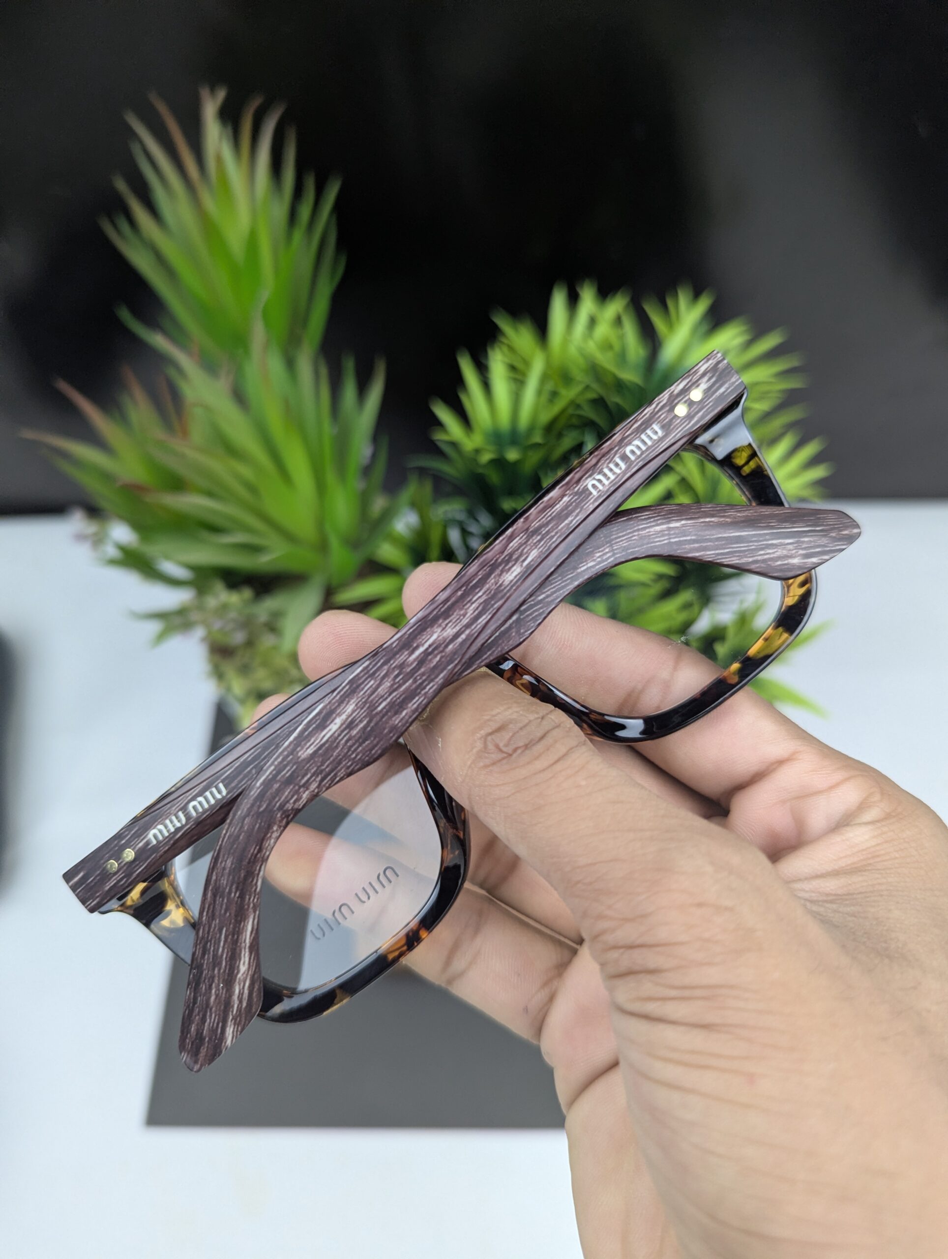 Stylish Tortoise Shell Rectangular Eyeglasses Frames - Miu Miu Inspired - Image 2
