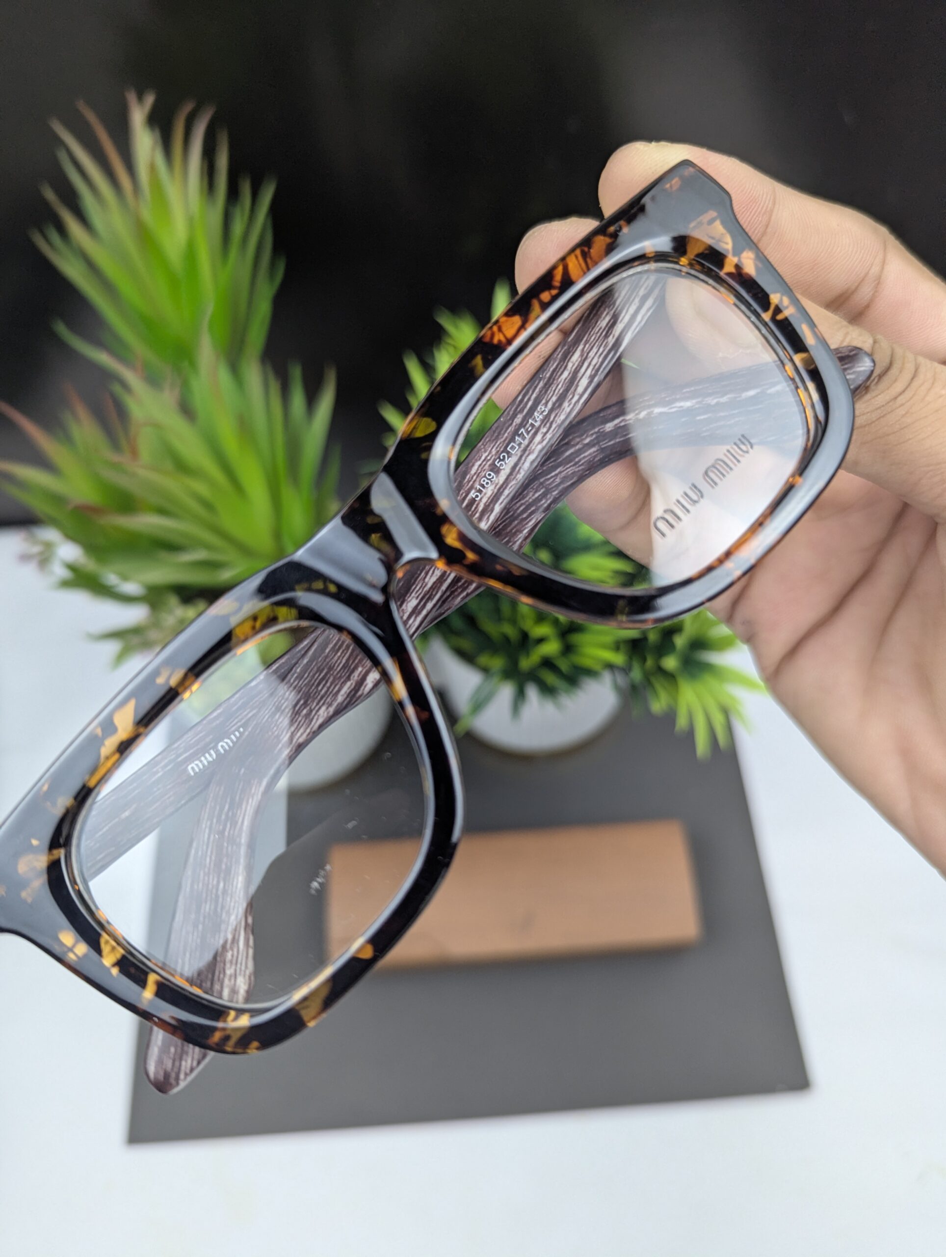 Stylish Tortoise Shell Rectangular Eyeglasses Frames - Miu Miu Inspired - Image 3