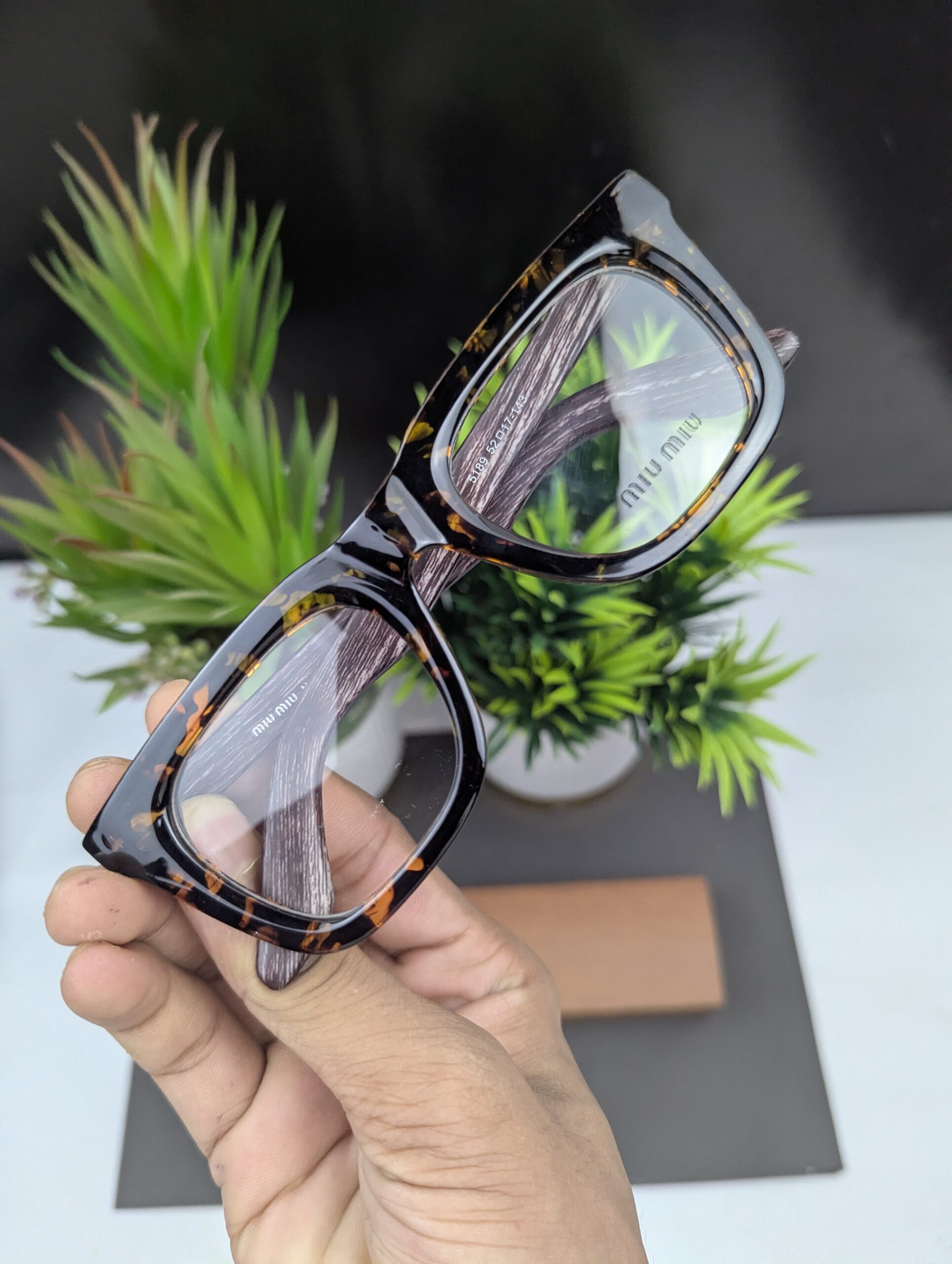 Stylish Tortoise Shell Rectangular Eyeglasses Frames - Miu Miu Inspired - Image 4