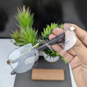Luxury Gold & Wood-Finish Rimless Photochromic UV400 Sunglasses