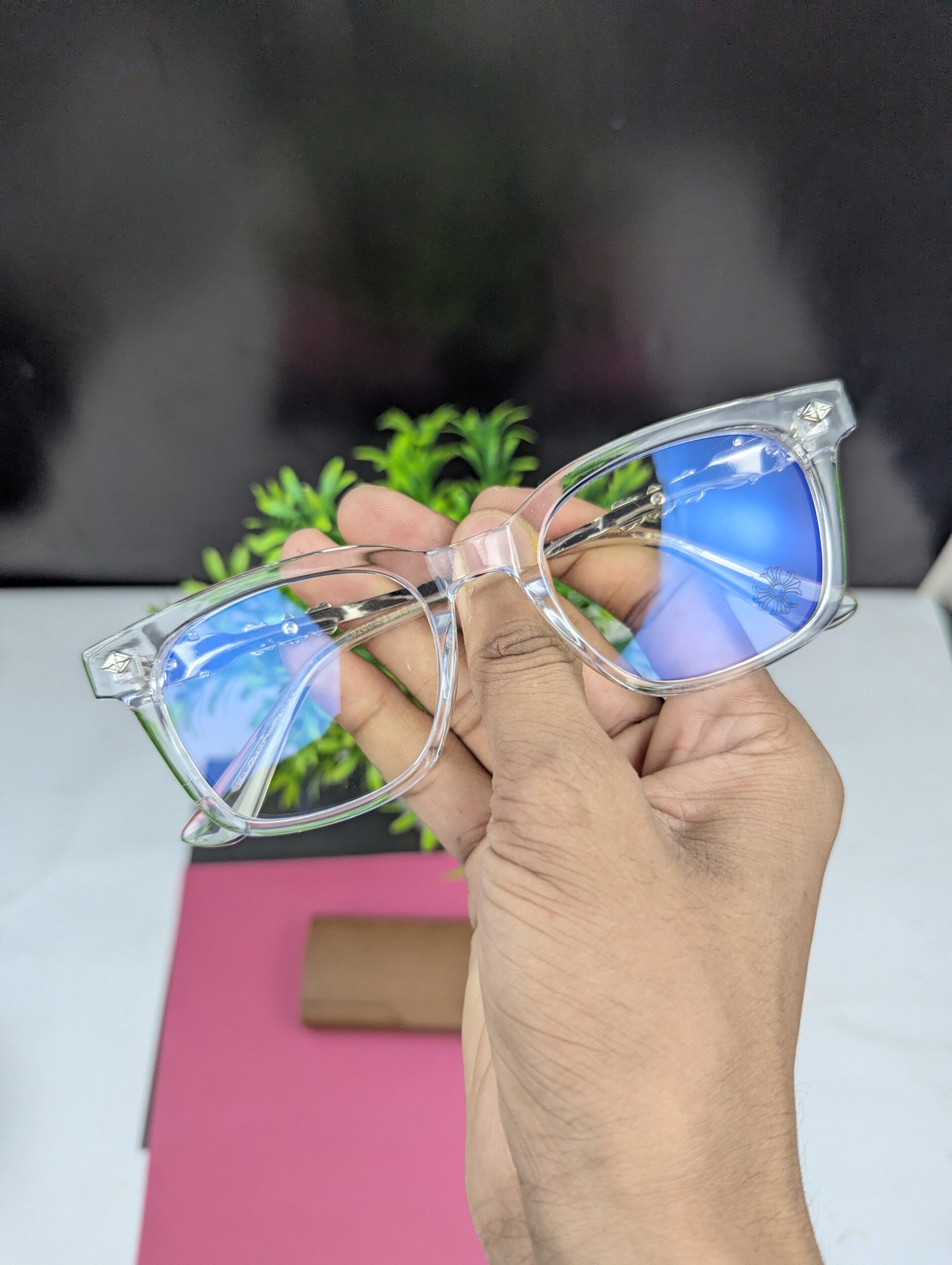 Stylish Transparent Blue Light Blocking Glasses – Square Frame - Image 5
