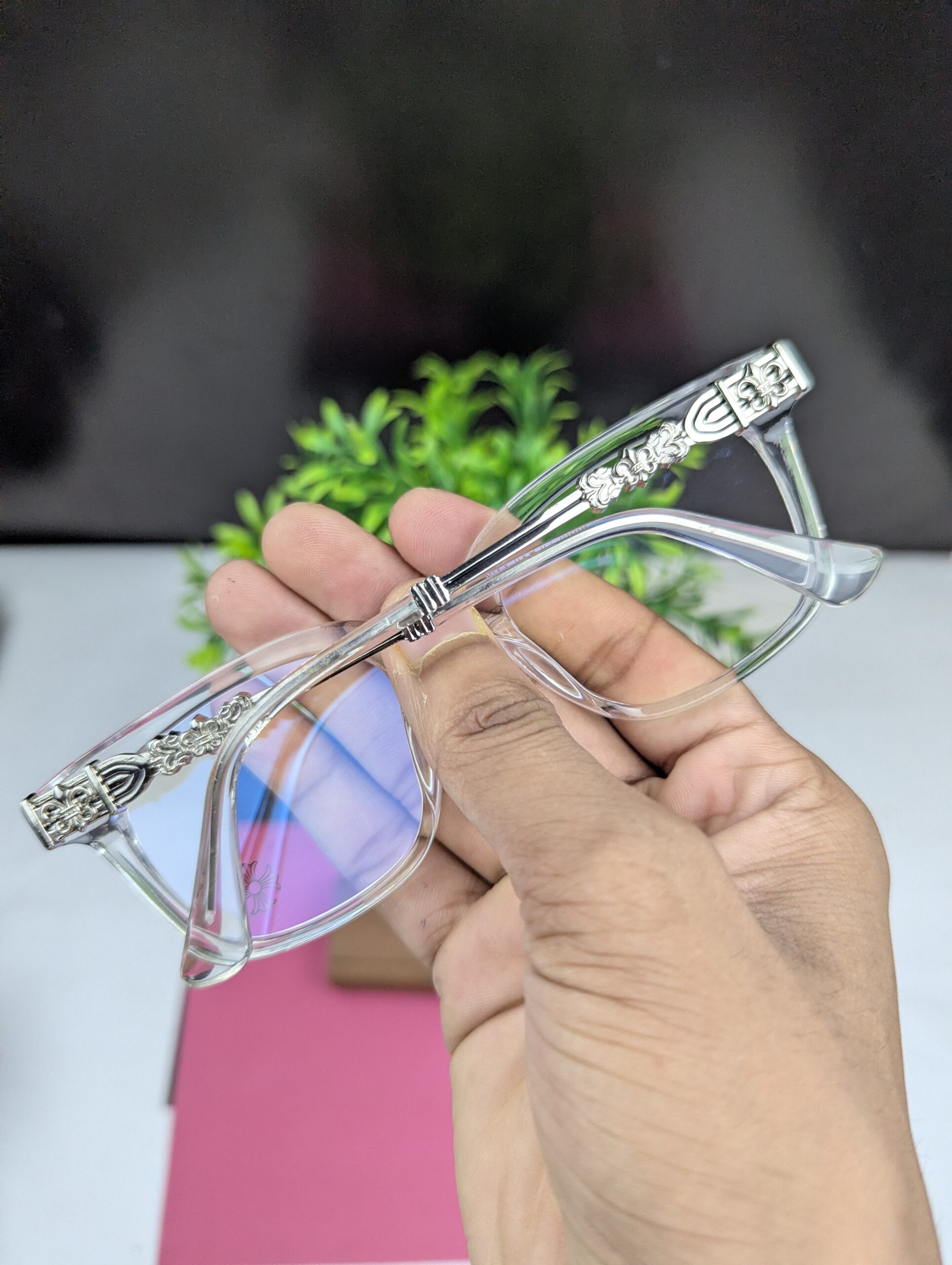 Stylish Transparent Blue Light Blocking Glasses – Square Frame - Image 4