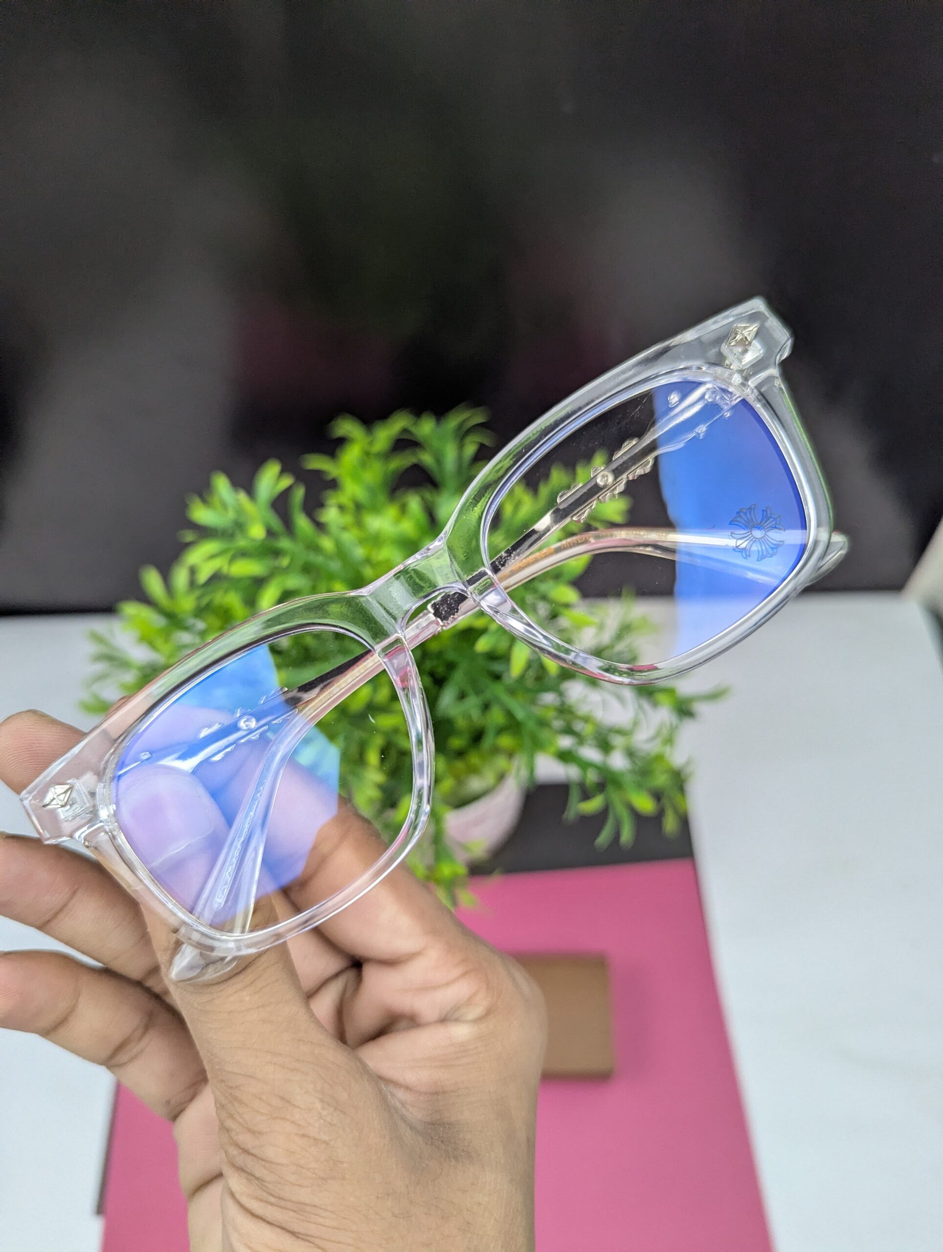Stylish Transparent Blue Light Blocking Glasses – Square Frame - Image 2