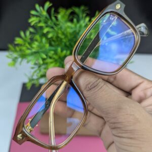 Chrome Hearts Stylish Square Anti-Blue Light Clear Glasses Frame - Transparent Brown