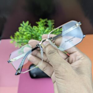 Photochromic UV400 Rimless Square Eyeglasses