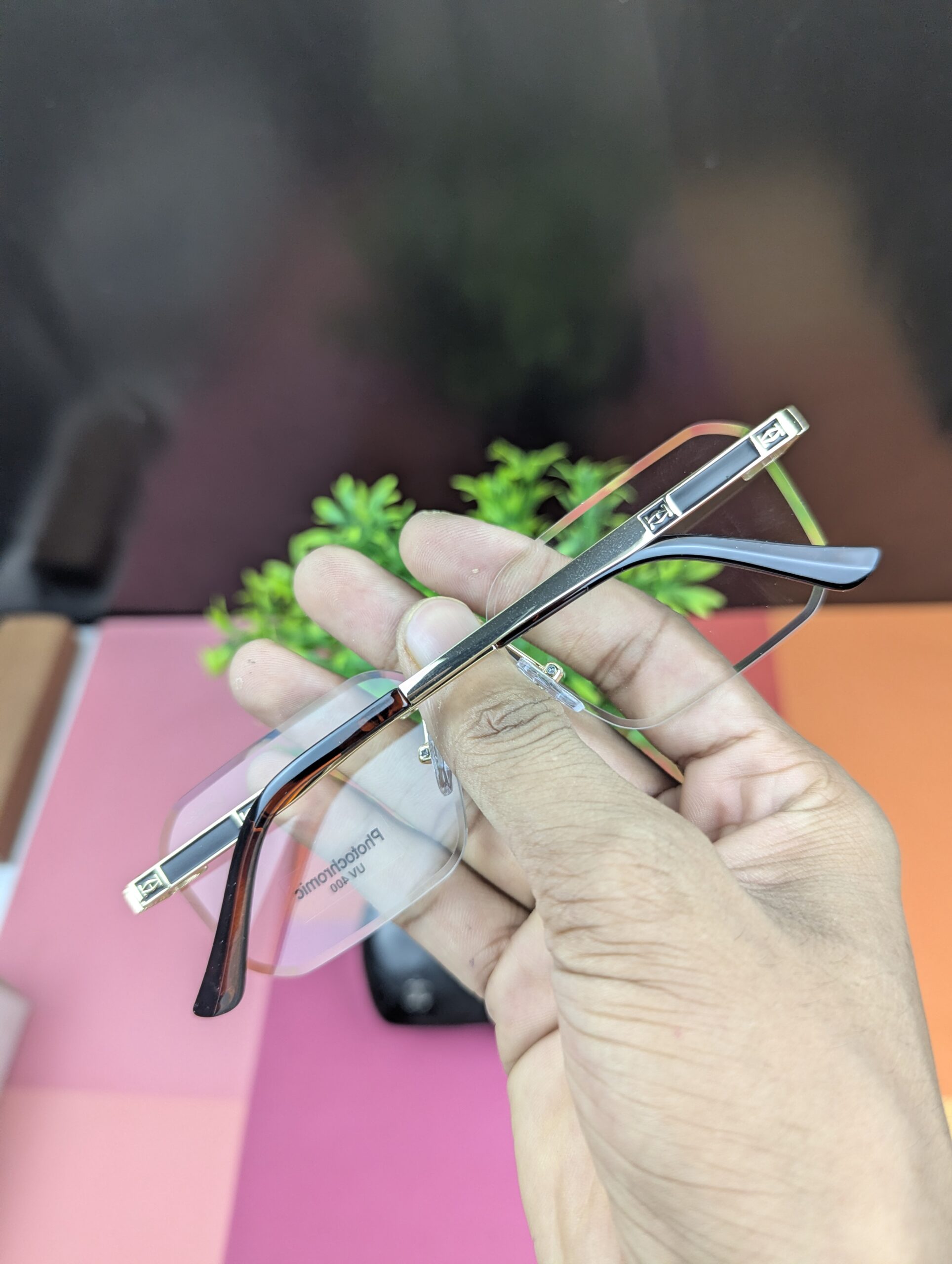 Photochromic UV400 Rimless Square Eyeglasses - Image 3