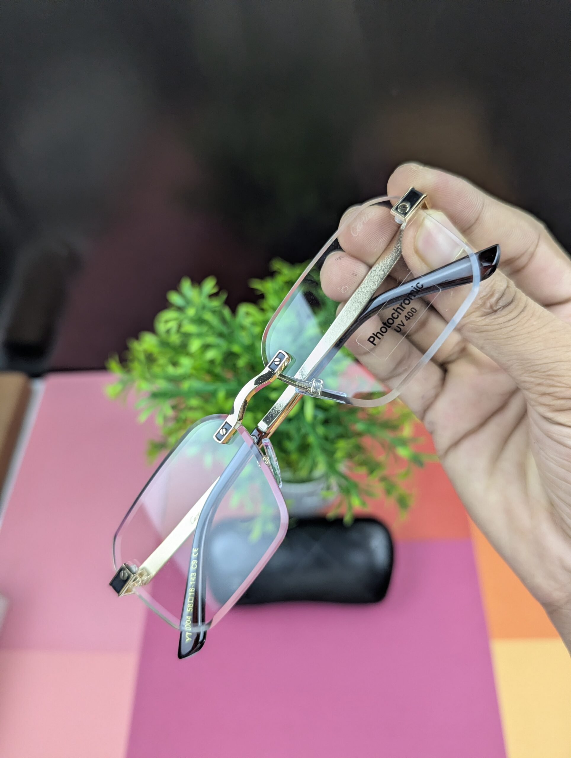 Photochromic UV400 Rimless Square Eyeglasses - Image 5