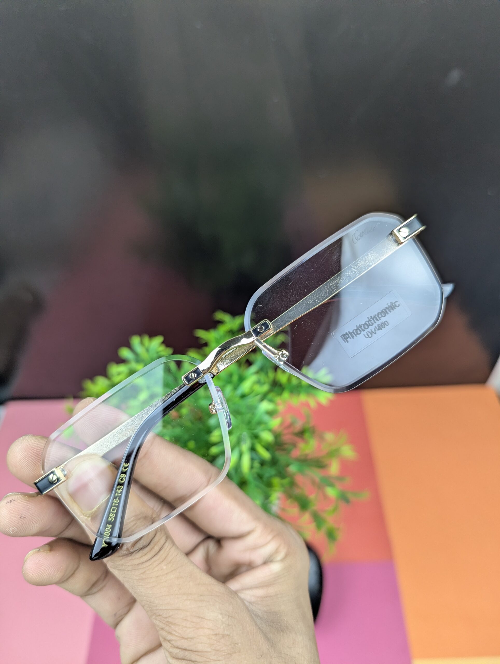 Photochromic UV400 Rimless Square Eyeglasses - Image 2