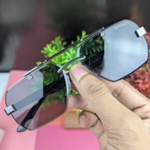 Maybach Premium Rimless Square Sunglasses for Men - Black / Dark Grey