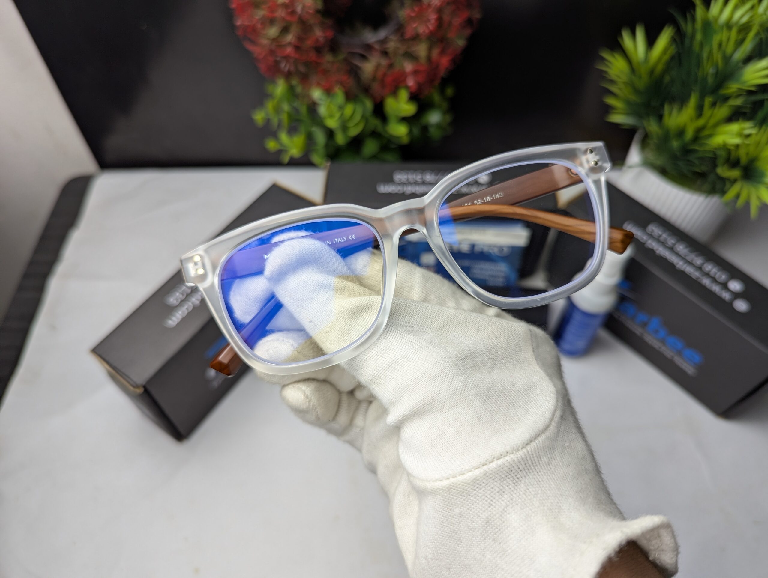 Mont Blanc Premium Matte Translucent Square Eyeglasses Frame - Image 4
