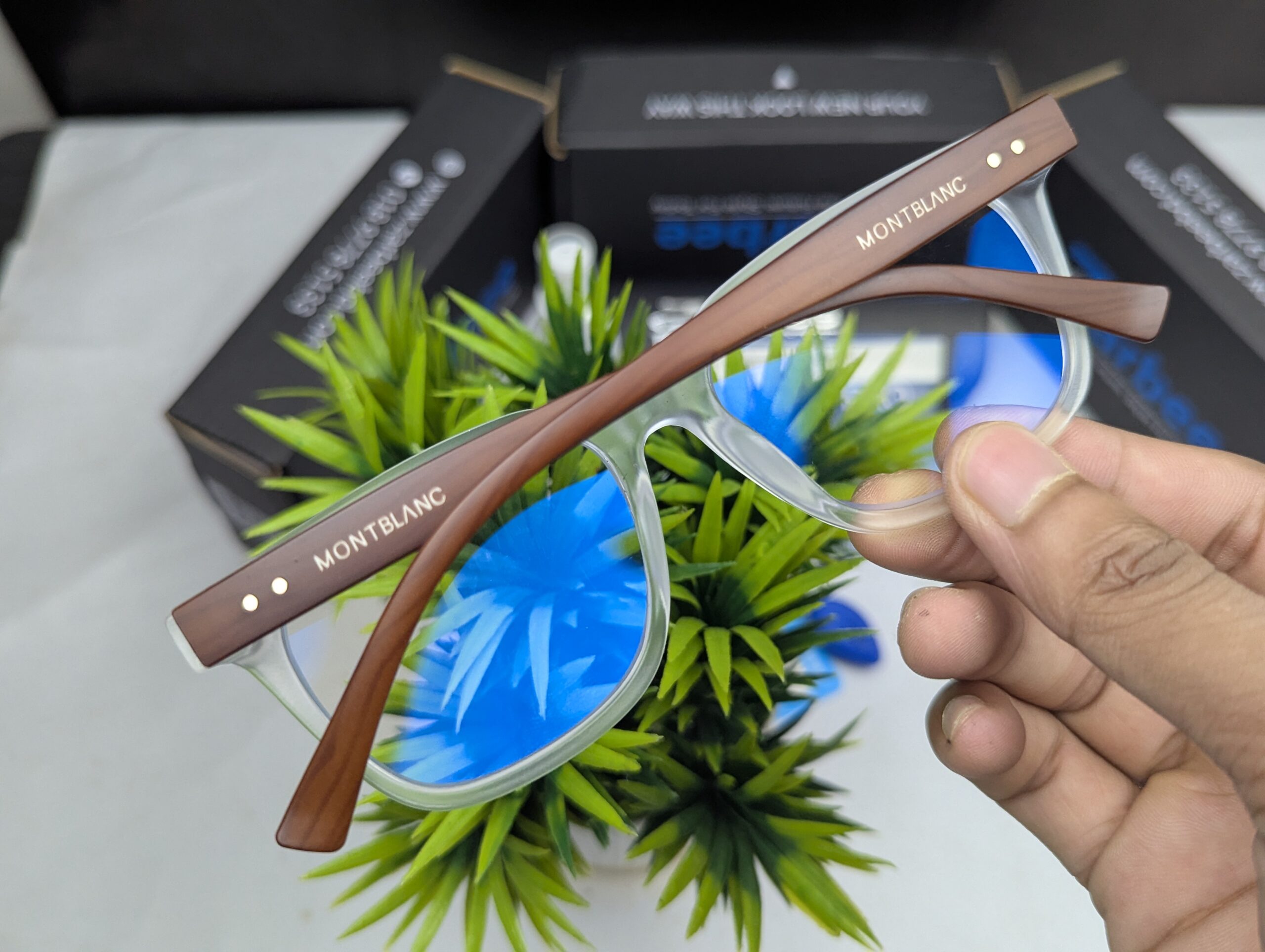 Mont Blanc Premium Matte Translucent Square Eyeglasses Frame - Image 3