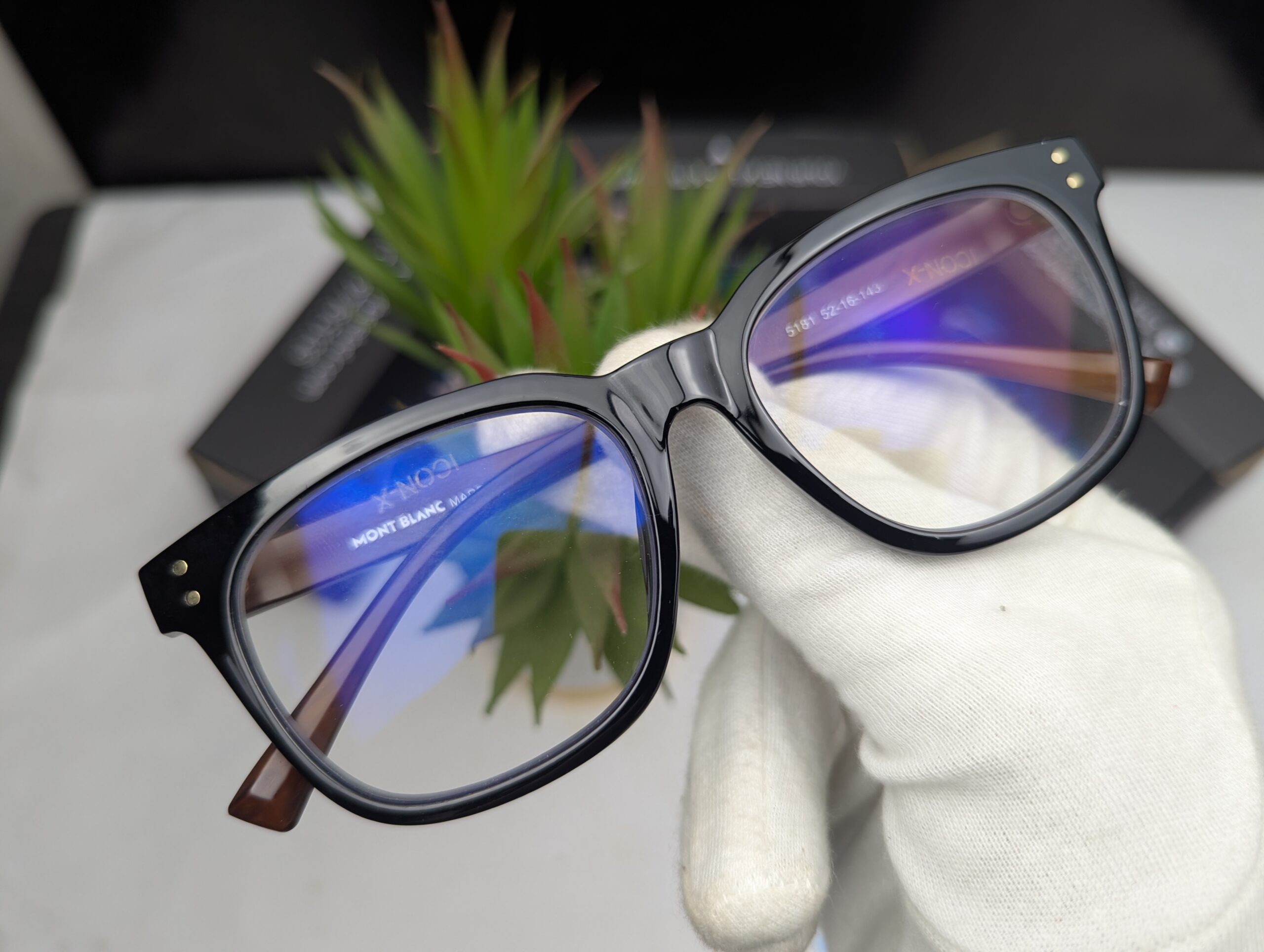 Mont Blanc Premium Glossy Black Square Eyeglasses Frame